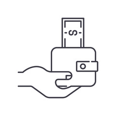 Personal wallet concept icon, linear isolated illustration, thin line vector, web design sign, outline concept symbol with editable stroke on white background.