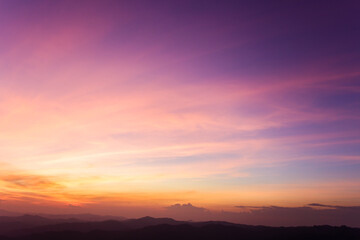 colorful dramatic sky with cloud at sunset