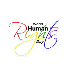 World Human Rights Day Typography with LGBT Flag Colors - Illustration