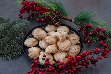 home made coconut macaron cookies for christmas