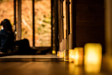 candle light corridor of japanese old folk house