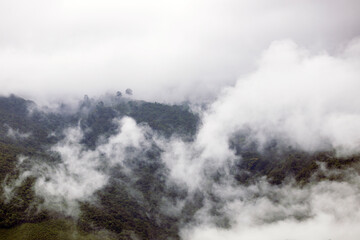 Fototapeta na wymiar Top view Landscape of Morning Mist with Mountain Layer at Sapan nan thailand