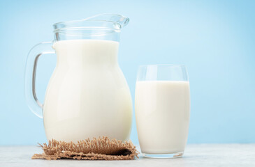 Milk jug and glass