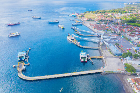 Ferry boats activities on Ketapang harbor
