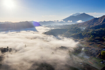 Pinggan village covered misty at sunrise
