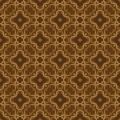 Modern motifs design on Indonesian batik with good brown golden color concept.