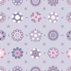 Baby blue floral ornament abstract background seamless vector pattern design
