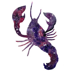  watercolor art of signs of the zodiac. Cancer