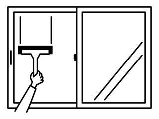 Illustration of cleaning windows with wiper squishy