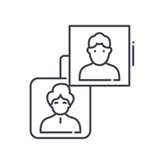 Matching icon, linear isolated illustration, thin line vector, web design sign, outline concept symbol with editable stroke on white background.