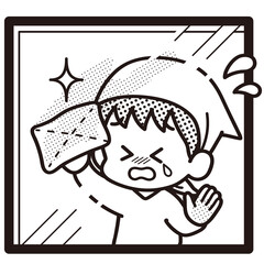 窓拭き（泣く）