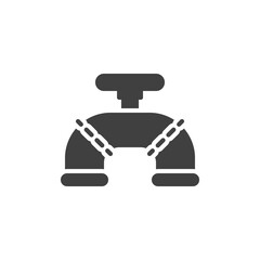 Pipe with valve vector icon. filled flat sign for mobile concept and web design. Gas pipe glyph icon. Symbol, logo illustration. Vector graphics