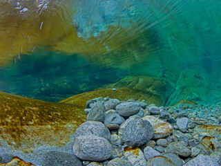 The running water from below (Verzasca, Switzerland)