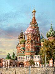 Saint Basil's cathedral in Moscow. Morning view of St. Basil's Cathedral on Red Square, Moscow, Russia