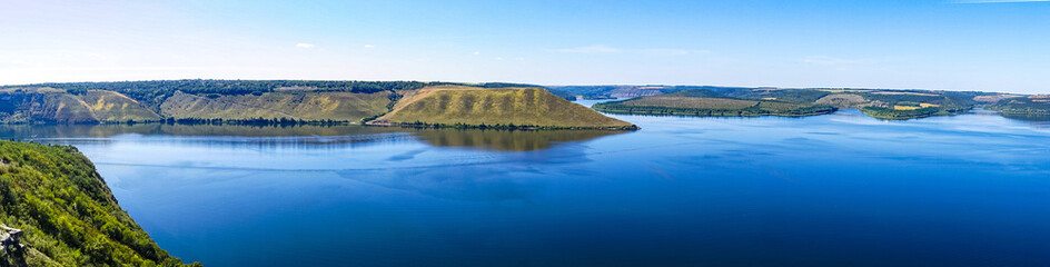 beautiful panorama landscape view of the mountains and the Dniester river Bakota
