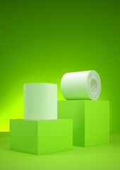 Toilettenpapier auf Podest präsentiert, Testsieger