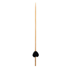 Decorated with multi-colored wooden cocktail sticks in the shape of a black heart. Isolated on white