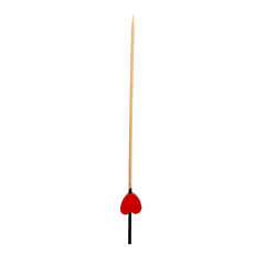 Decorated with multi-colored wooden cocktail sticks in the shape of a red heart. Isolated on white