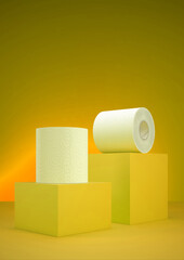 Toilettenpapier auf Podest präsentiert, Testsieger