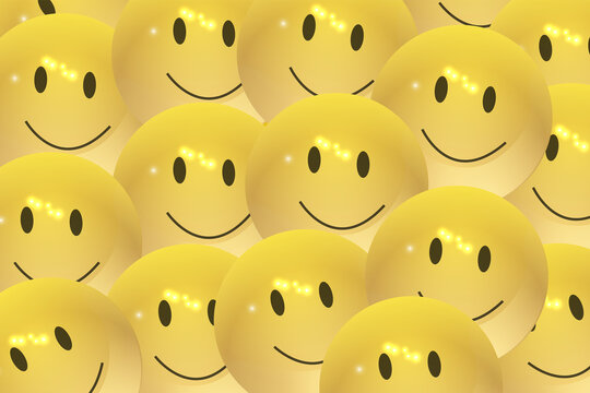3d illustration yellow smileys in social media concept  Emoji icons with facial expressions. 3D rendering   
