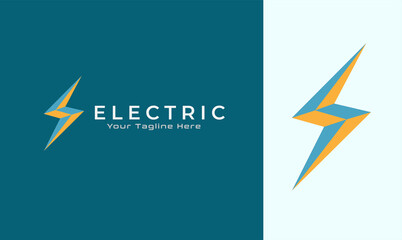 Electric logo, 3D lightning icon style, Flat Design Logo Template, vector illustration