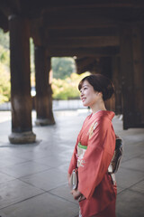 京都　南禅寺　女性着物　古き良き日本