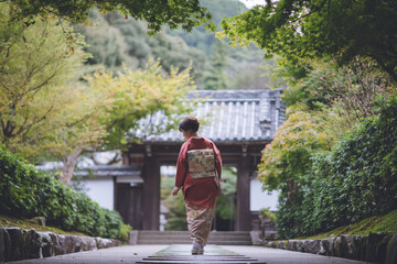 Fototapeta na wymiar 京都　南禅寺　女性着物　古き良き日本