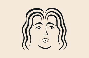 Abstract face in contemporary style. Woman portrait on retro background for posters, print, textile, t-shirts. Modern vector illustration