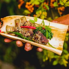 Meat  food in the bamboo culm sheath