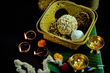 Local sweets in the bamboo basket
