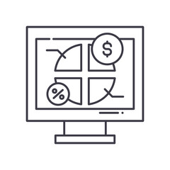 Market share idea icon, linear isolated illustration, thin line vector, web design sign, outline concept symbol with editable stroke on white background.