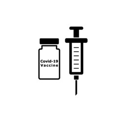 Covid-19 coronavirus vaccine icon. Syringe and vaccine flat icon isolated on white background
