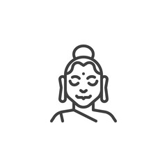 Indian woman line icon. linear style sign for mobile concept and web design. Traditional Indian woman outline vector icon. Symbol, logo illustration. Vector graphics