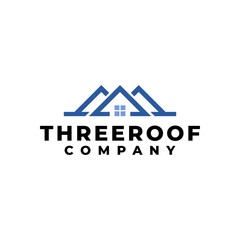 three house logo for real estate company.