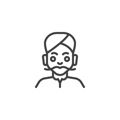 Indian man line icon. linear style sign for mobile concept and web design. Traditional Indian man outline vector icon. Symbol, logo illustration. Vector graphics