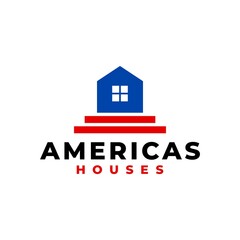 American houses logo vector template. America themed illustration. real estate graphic asset