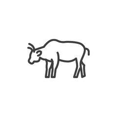 Cow side view line icon. linear style sign for mobile concept and web design. Cow animal outline vector icon. Symbol, logo illustration. Vector graphics
