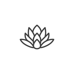 Lotus plant line icon. linear style sign for mobile concept and web design. Lotus flower leaves outline vector icon. Symbol, logo illustration. Vector graphics
