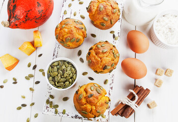 Pumpkin muffins on the table