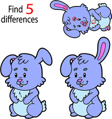 Obraz premium Vector illustration of kids puzzle educational game Find 5 differences for preschool children