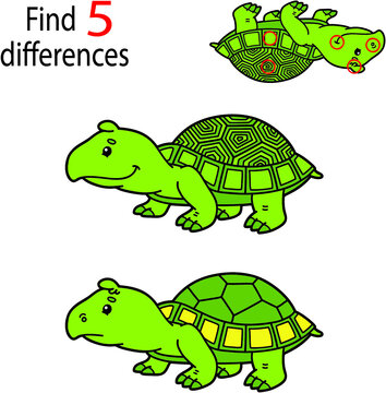 Vector illustration of kids puzzle educational game Find 5 differences for preschool children