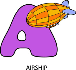 cartoon alphabet card. Vector illustration of educational alphabet card with cartoon character for kids