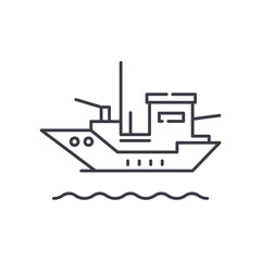 Maritime transport icon, linear isolated illustration, thin line vector, web design sign, outline concept symbol with editable stroke on white background.