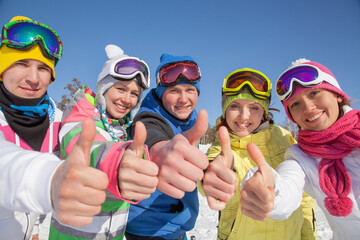 snowboarders on ski resort