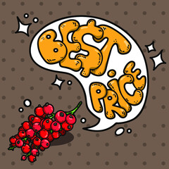 Vector illustration of berries with speech bubble for your text