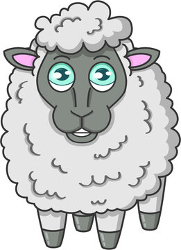 Vector illustration of cartoon black sheep