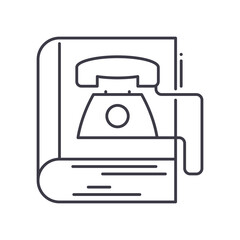 Phonebook concept icon, linear isolated illustration, thin line vector, web design sign, outline concept symbol with editable stroke on white background.