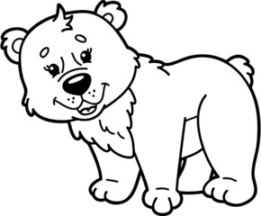 Vector illustration of cute cartoon bear character for children, coloring and scrap book