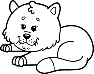 Vector illustration of cute cartoon cat character for children, coloring and scrap book