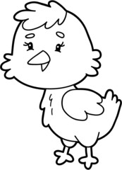 Vector illustration of cute cartoon bird character for children, coloring page